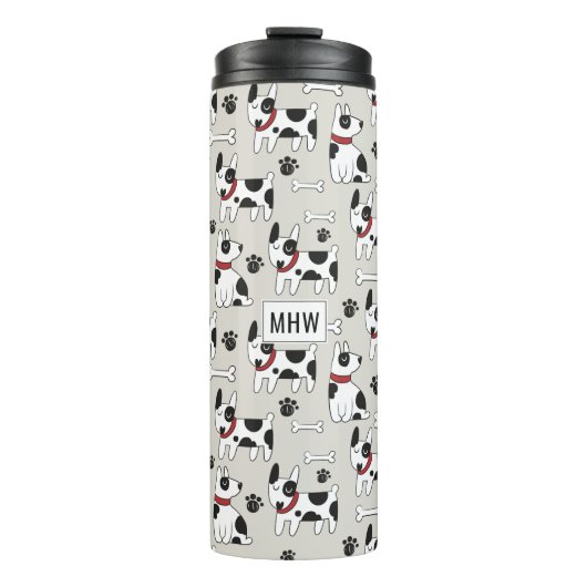 aangepaste monogram-tumbler van het Cute Dog Patte Thermosbeker (Voorkant)