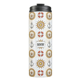 Aangepaste monogram-tumbler van het Nautical Patte Thermosbeker