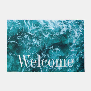 Aangepaste Monogram Turquoise Zee Waves Deurmat