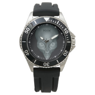 Aangepaste monogram UFO Alien-horloges Horloge
