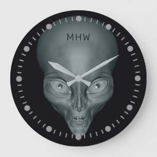 Aangepaste monogram UFO Alien wandklokken