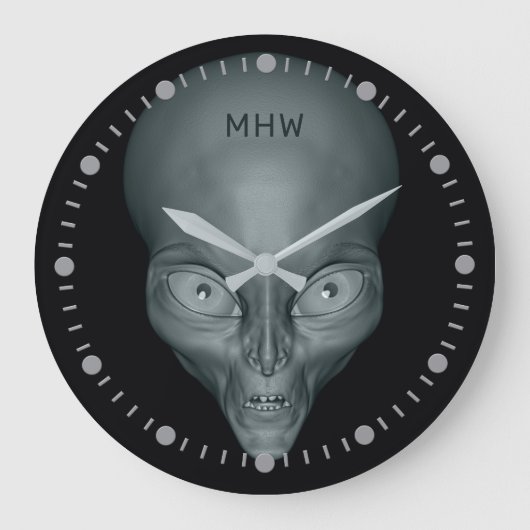 Aangepaste monogram UFO Alien wandklokken (Voorkant)