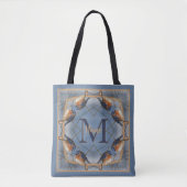Aangepaste Monogram Uw Initiële Blauwe Vogel Natuu Tote Bag (Voorkant)
