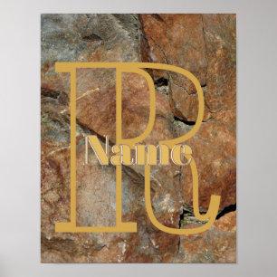 Aangepaste monogram Uw initiële naam granietsteen Poster