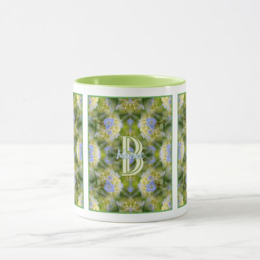 Aangepaste Monogram Uw Initiële Naam Hydrangea Blo Mok (Midden)