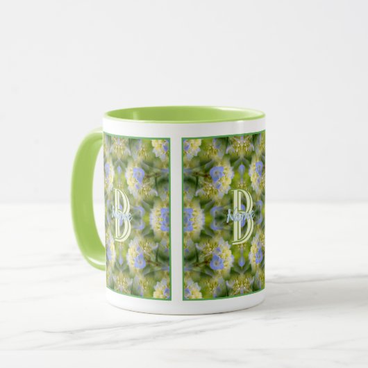 Aangepaste Monogram Uw Initiële Naam Hydrangea Blo Mok (Voorkant links)