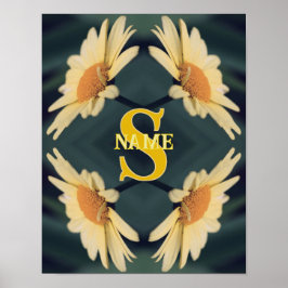 Aangepaste Monogram Uw Initiële Naam Madeliefjes K Poster