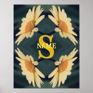 Aangepaste Monogram Uw Initiële Naam Madeliefjes K Poster