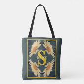 Aangepaste Monogram Uw Initiële Naam Madeliefjes K Tote Bag (Achterkant)