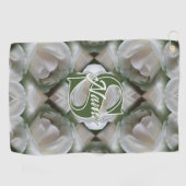 Aangepaste Monogram Uw Initiële Naam Witte Roos Golfhanddoek (Horizontaal)