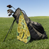 Aangepaste monogram uw initiële tekening Primrose Golfhanddoek (Groen)