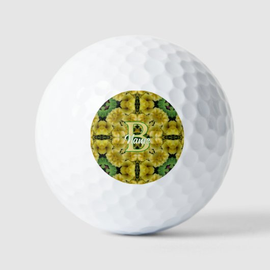 Aangepaste monogram Uw initiële teunisbloem kunst Golfballen (Voorkant)