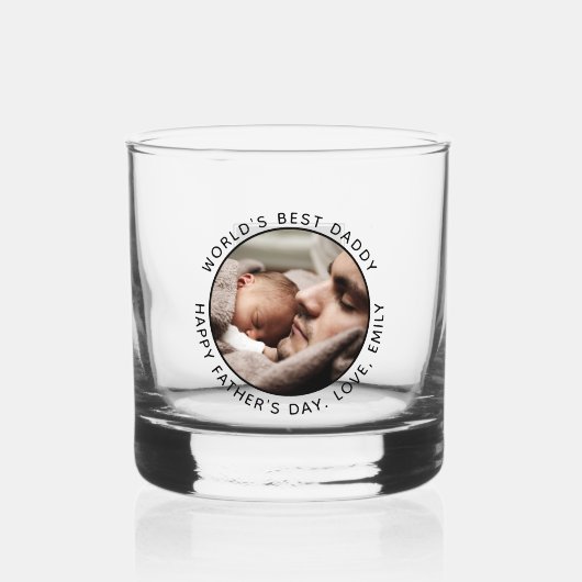 Aangepaste Monogram Vaderdag Schattigee minimalist Whisky Glas (Voorkant)