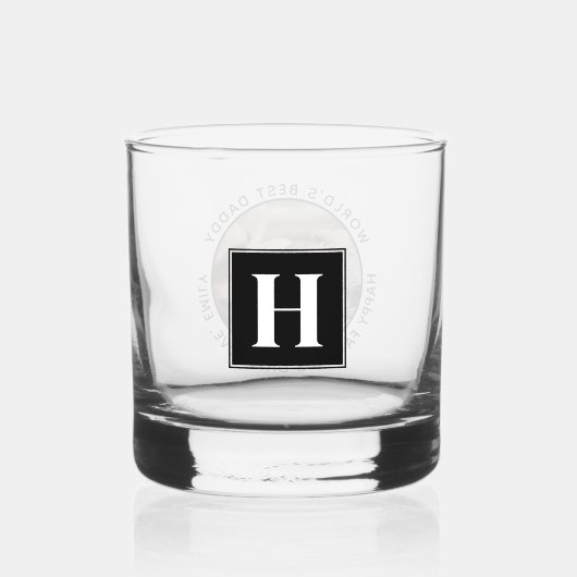 Aangepaste Monogram Vaderdag Schattigee minimalist Whisky Glas (Achterkant)