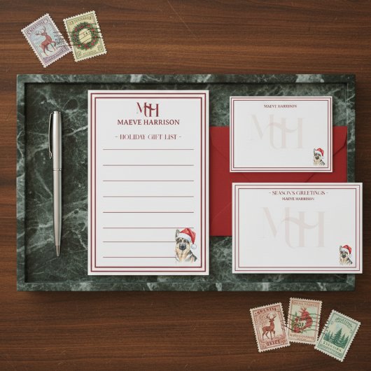 Aangepaste Monogram Vakantie Duitse Herder Santa H Post-it® Notes