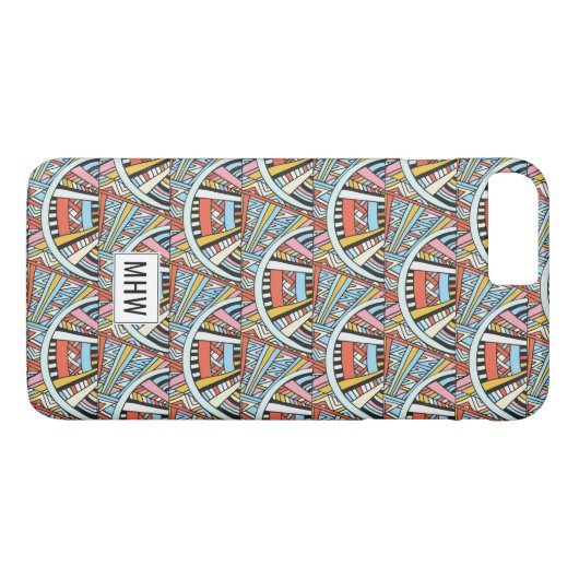Aangepaste monogram van het abstract Patroon telef Case-Mate iPhone Case (Achterkant (Horizontaal))