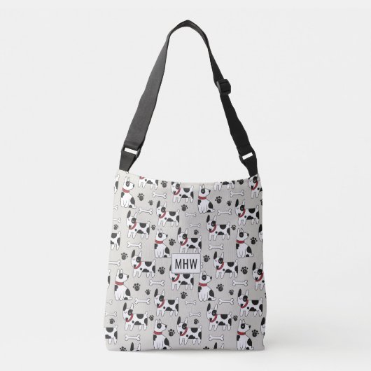 aangepaste monogram van het Cute Dog Pattern-tasje Crossbody Tas (Voorkant)