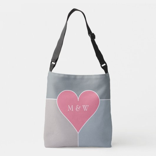 Aangepaste monogram van het Hart Patroon Crossbody Tas (Achterkant)