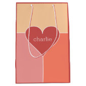 Aangepaste monogram van het Hart Patroon tassen Medium Cadeauzakje (Voorkant)