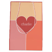 Aangepaste monogram van het Hart Patroon tassen Medium Cadeauzakje (Achterkant)