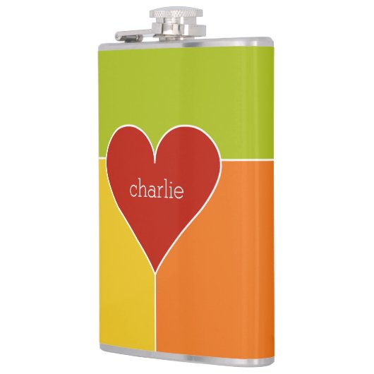 aangepaste monogram van het Heart Pattern-kolf Heupfles (Links)