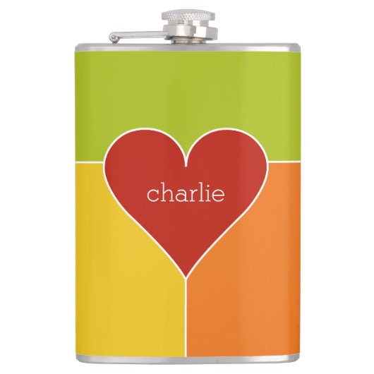 aangepaste monogram van het Heart Pattern-kolf Heupfles (Voorkant)