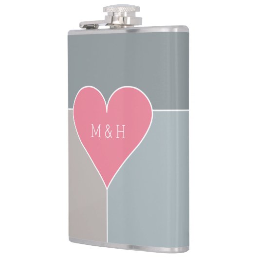 aangepaste monogram van het Heart Pattern-kolf Heupfles (Links)