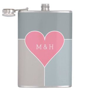 aangepaste monogram van het Heart Pattern-kolf Heupfles