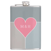 aangepaste monogram van het Heart Pattern-kolf Heupfles (Voorkant)