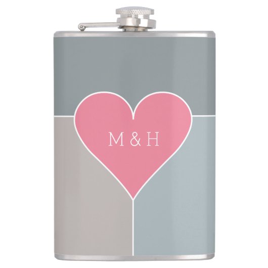 aangepaste monogram van het Heart Pattern-kolf Heupfles (Voorkant)