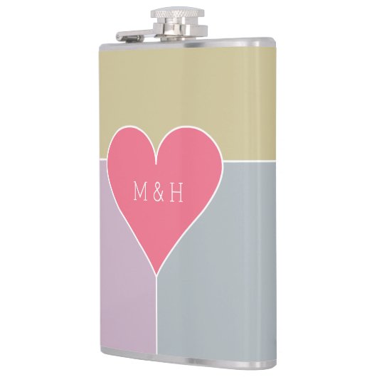 aangepaste monogram van het Heart Pattern-kolf Heupfles (Links)