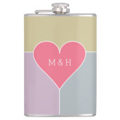 aangepaste monogram van het Heart Pattern-kolf Heupfles (Voorkant)