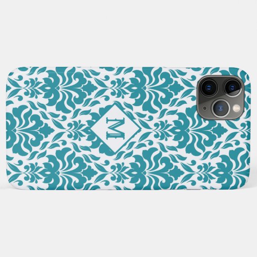Aangepaste monogram van het Patroon van het Damasc Case-Mate iPhone Case (Achterkant (horizontaal))