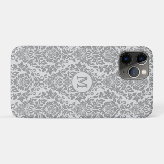 Aangepaste monogram van het Patroon van het Damasc Case-Mate iPhone Case (Achterkant (horizontaal))