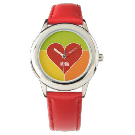 Aangepaste monogram van het patroon van het hart horloge