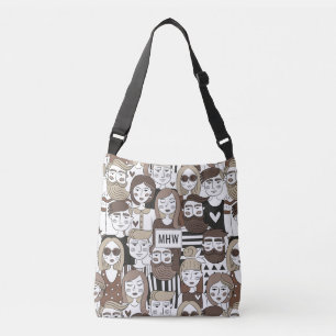 Aangepaste monogram van het patroonpatroon crossbody tas