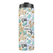 aangepaste monogram van het Social Media Pattern-m Thermosbeker (Voorkant)