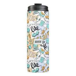 aangepaste monogram van het Social Media Pattern-m Thermosbeker