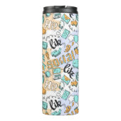 aangepaste monogram van het Social Media Pattern-m Thermosbeker (Achterkant)