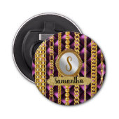 Aangepaste Monogram Verjaardag Gift Vrouw, Bruid,  Button Flesopener (Voorkant)