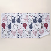 Aangepaste monogram vispatroon badhanddoek (Voorkant)