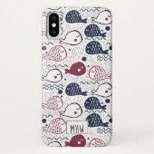 Aangepaste monogram vispatroon bevestigen Case-Mate iPhone case (Achterkant)