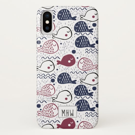 Aangepaste monogram vispatroon bevestigen Case-Mate iPhone case (Achterkant)