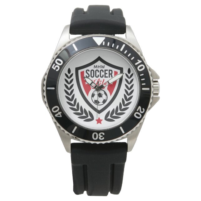 Aangepaste Monogram Voetbal Logo horloges (Voorkant)