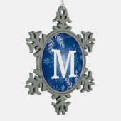 Aangepaste monogram voetsnowflake-kerstversieringe tin sneeuwvlok ornament (Links)