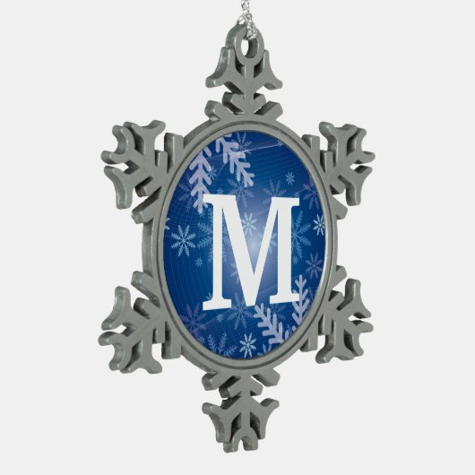 Aangepaste monogram voetsnowflake-kerstversieringe tin sneeuwvlok ornament (Links)