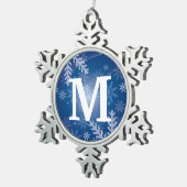Aangepaste monogram voetsnowflake-kerstversieringe tin sneeuwvlok ornament (Rechts)