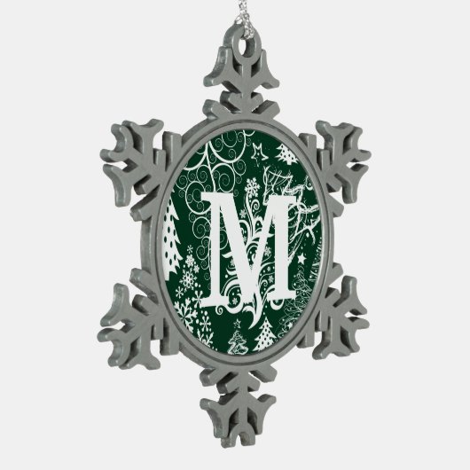 Aangepaste monogram voetsnowflake-kerstversieringe tin sneeuwvlok ornament (Links)