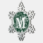 Aangepaste monogram voetsnowflake-kerstversieringe tin sneeuwvlok ornament (Rechts)