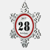 Aangepaste monogram Volleyball-versiering Tin Sneeuwvlok Ornament (Rechts)